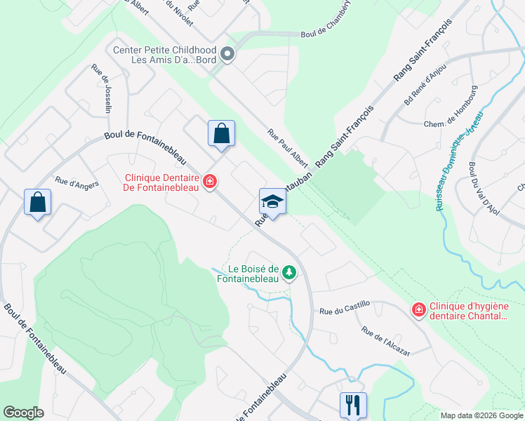 map of restaurants, bars, coffee shops, grocery stores, and more near 3 Rue de Montauban in Blainville