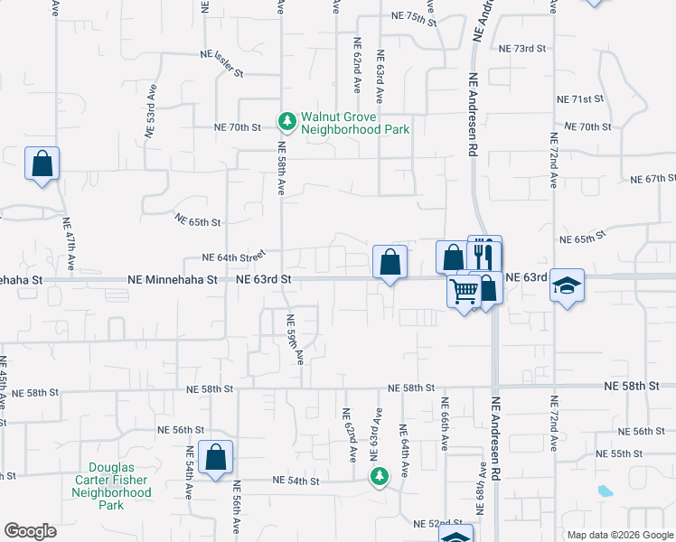 map of restaurants, bars, coffee shops, grocery stores, and more near 6306 Northeast 61st Avenue in Vancouver