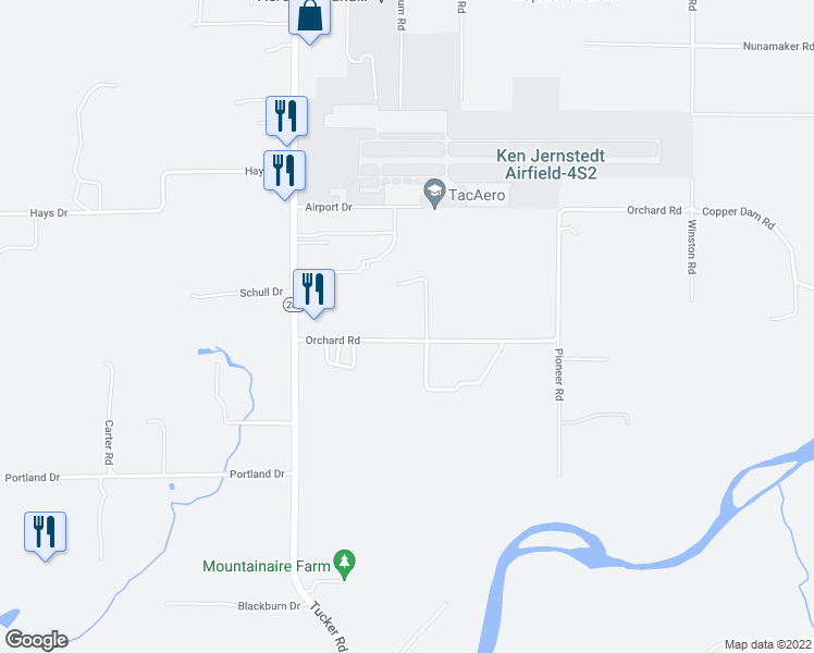 map of restaurants, bars, coffee shops, grocery stores, and more near 1885 Orchard Road in Hood River