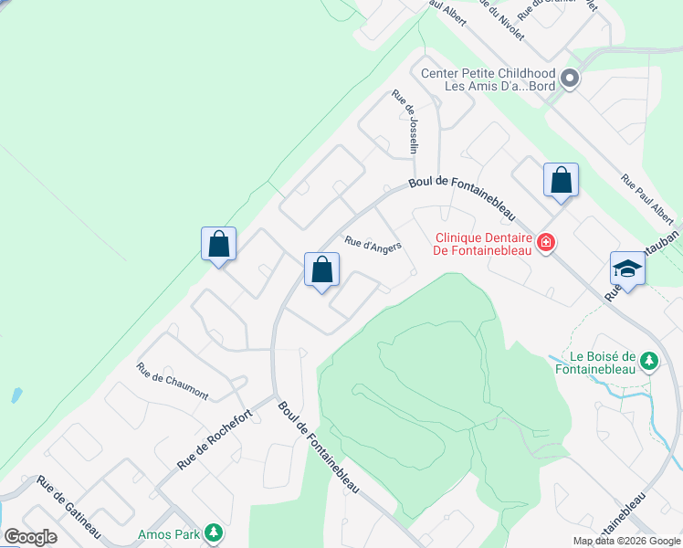 map of restaurants, bars, coffee shops, grocery stores, and more near 56 Rue de Braine in Blainville