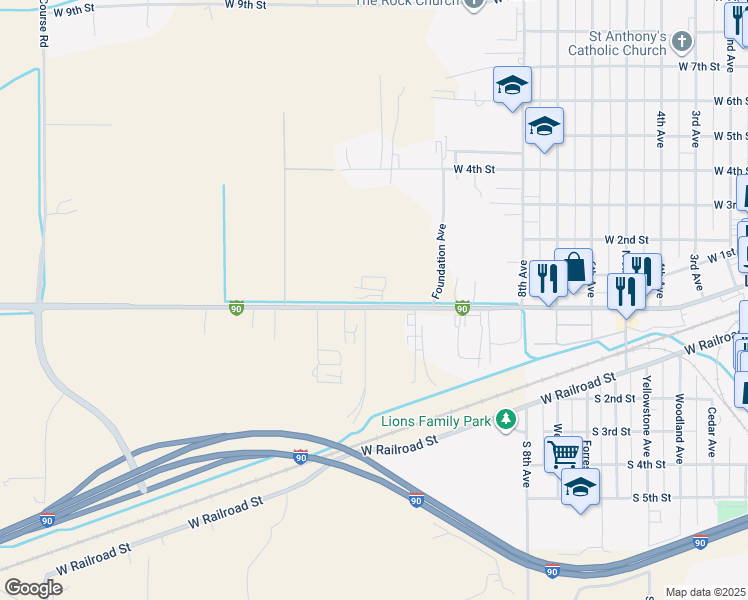 map of restaurants, bars, coffee shops, grocery stores, and more near 1201 Old U.S. 10 in Laurel