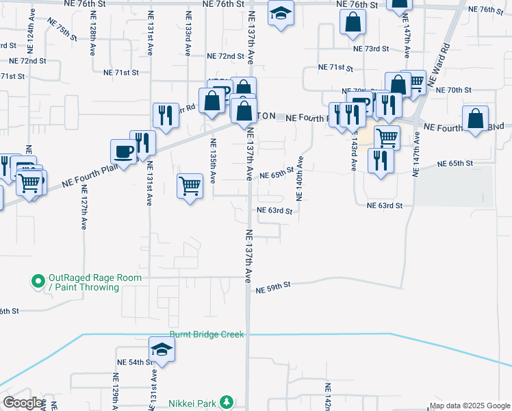 map of restaurants, bars, coffee shops, grocery stores, and more near 6314 Northeast 137th Avenue in Vancouver