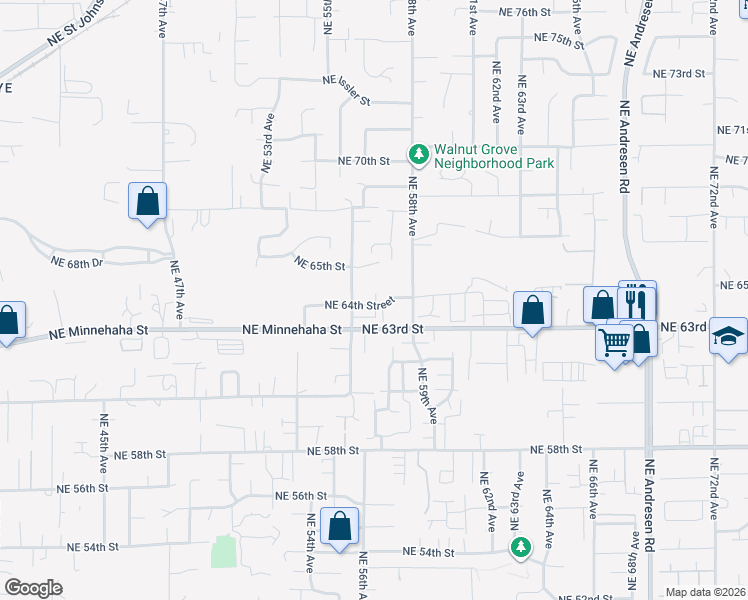 map of restaurants, bars, coffee shops, grocery stores, and more near 5616 Northeast 64th Street in Vancouver