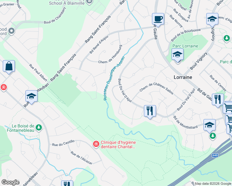 map of restaurants, bars, coffee shops, grocery stores, and more near 43 Rue de Charny in Lorraine