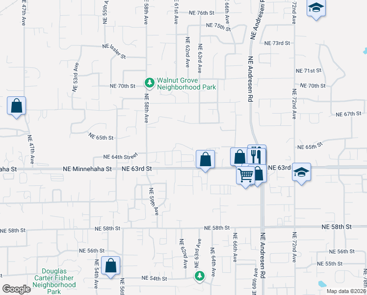 map of restaurants, bars, coffee shops, grocery stores, and more near 6034 NE 64th Street in Vancouver