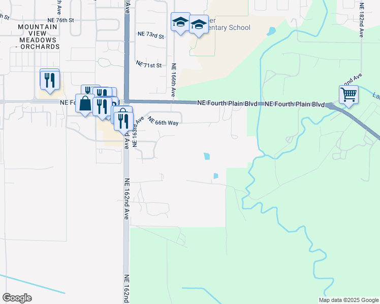 map of restaurants, bars, coffee shops, grocery stores, and more near 16707 Northeast 66th Way in Vancouver