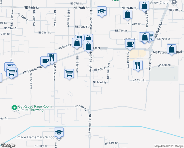 map of restaurants, bars, coffee shops, grocery stores, and more near 6314 Northeast 137th Avenue in Vancouver