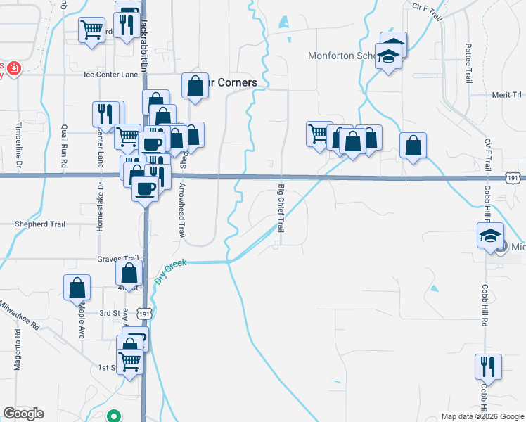 map of restaurants, bars, coffee shops, grocery stores, and more near 13 Chinook Trail in Bozeman