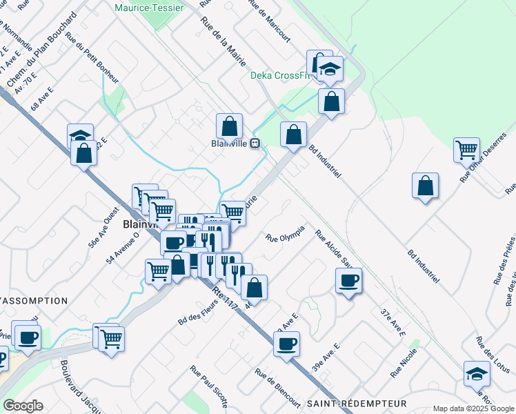 map of restaurants, bars, coffee shops, grocery stores, and more near 31 Boul De La Seigneurie in Blainville