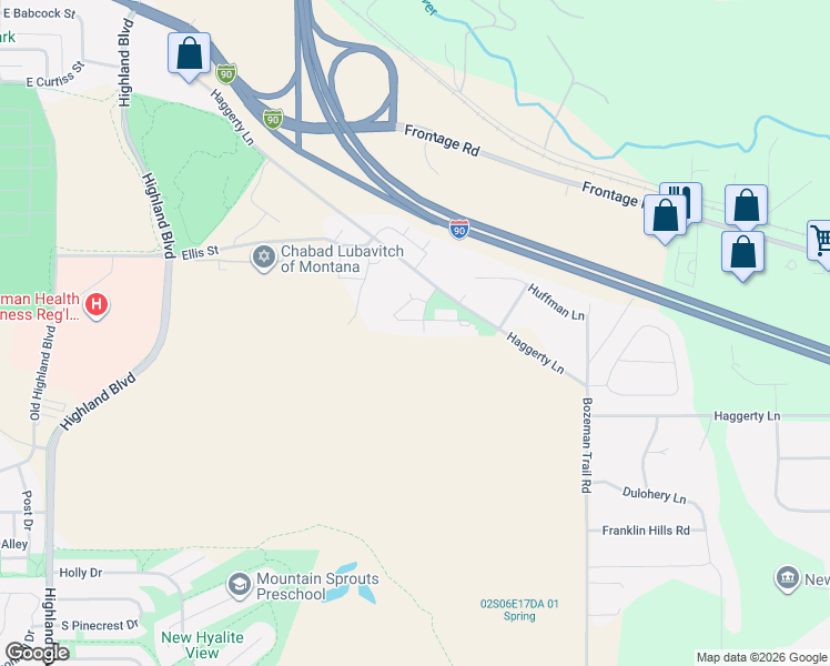 map of restaurants, bars, coffee shops, grocery stores, and more near 820 Farmhouse Lane in Bozeman