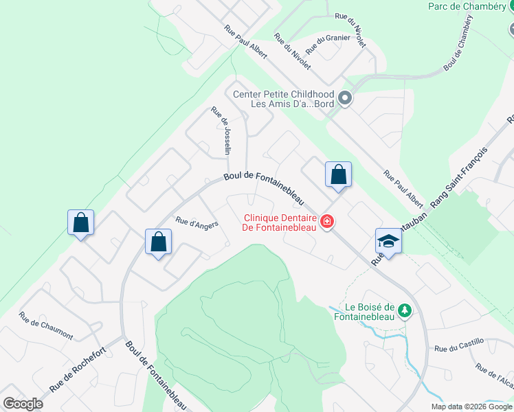 map of restaurants, bars, coffee shops, grocery stores, and more near 52 Rue de Rochebonne in Blainville