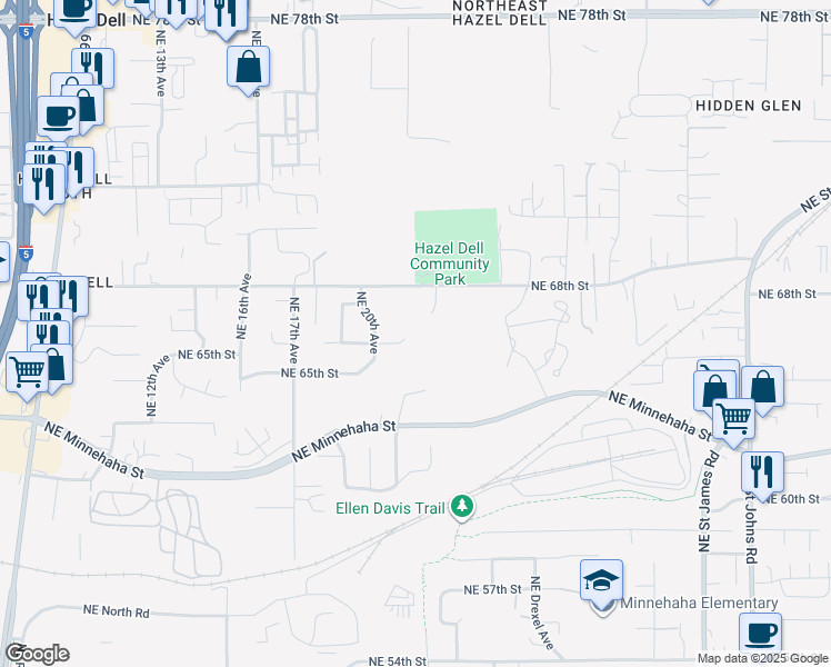 map of restaurants, bars, coffee shops, grocery stores, and more near 2213 Northeast 68th Street in Vancouver