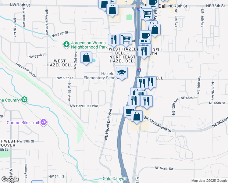 map of restaurants, bars, coffee shops, grocery stores, and more near 311 Northeast 66th Street in Vancouver