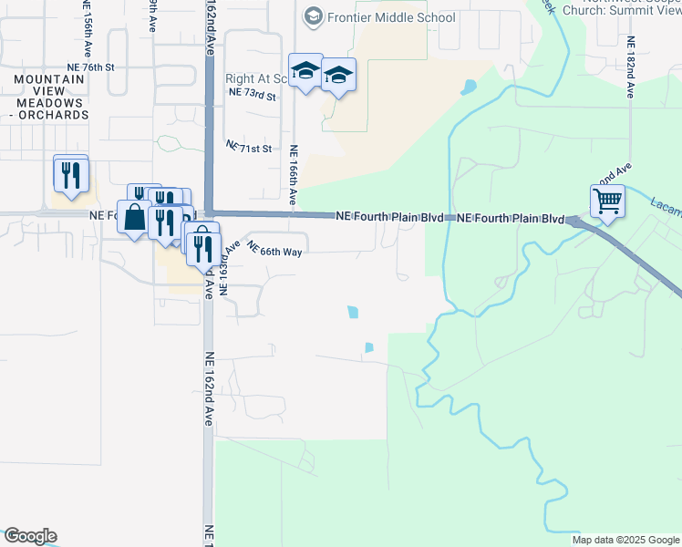 map of restaurants, bars, coffee shops, grocery stores, and more near 16807 Northeast Fourth Plain Boulevard in Vancouver