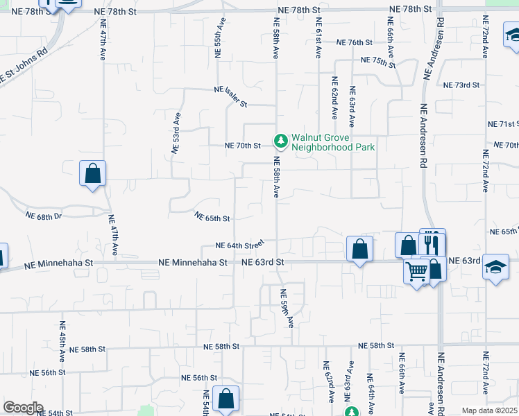map of restaurants, bars, coffee shops, grocery stores, and more near 5617 Northeast 66th Circle in Vancouver
