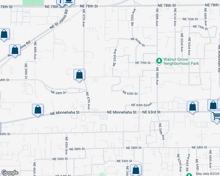 map of restaurants, bars, coffee shops, grocery stores, and more near 6612 N\E 52nd Avenue in Vancouver