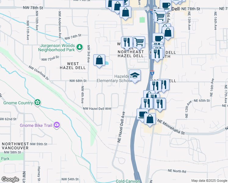 map of restaurants, bars, coffee shops, grocery stores, and more near 6448 Northeast Bonner Drive in Vancouver