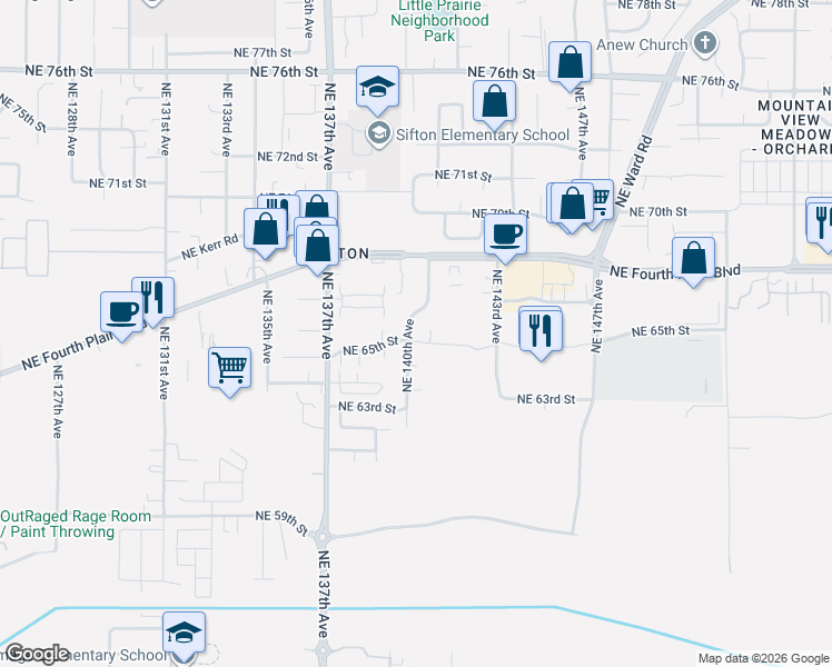 map of restaurants, bars, coffee shops, grocery stores, and more near 14002 Northeast 65th Street in Vancouver
