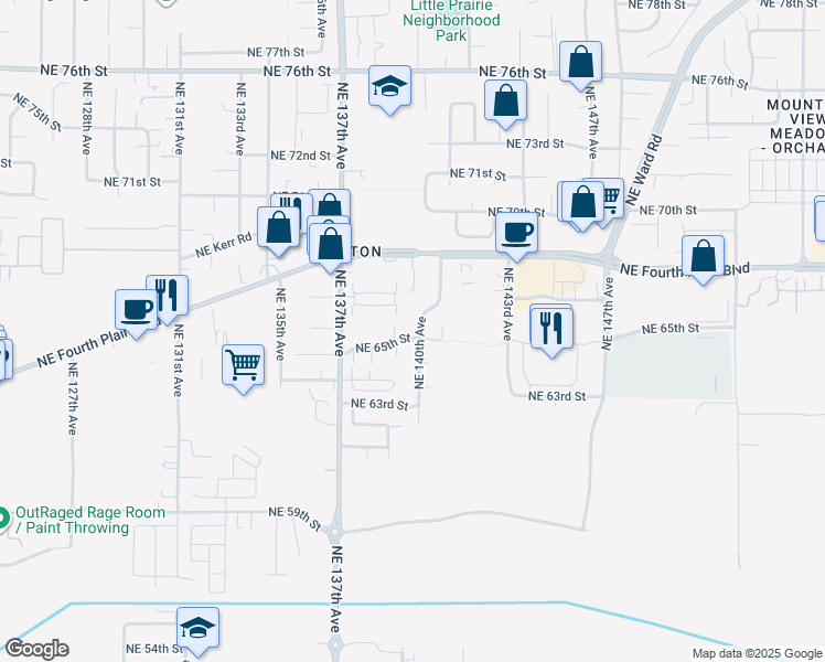 map of restaurants, bars, coffee shops, grocery stores, and more near 13916 Northeast 65th Street in Vancouver