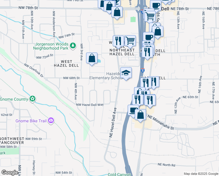 map of restaurants, bars, coffee shops, grocery stores, and more near 6448 Northeast Bonner Drive in Vancouver
