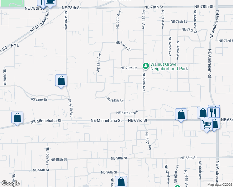 map of restaurants, bars, coffee shops, grocery stores, and more near 5405 Northeast 66th Drive in Vancouver