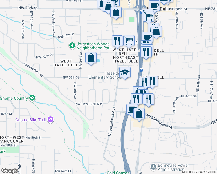 map of restaurants, bars, coffee shops, grocery stores, and more near 6448 Northeast Bonner Drive in Vancouver