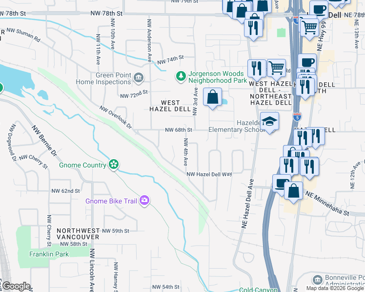 map of restaurants, bars, coffee shops, grocery stores, and more near 6614 Northwest 4th Avenue in Vancouver