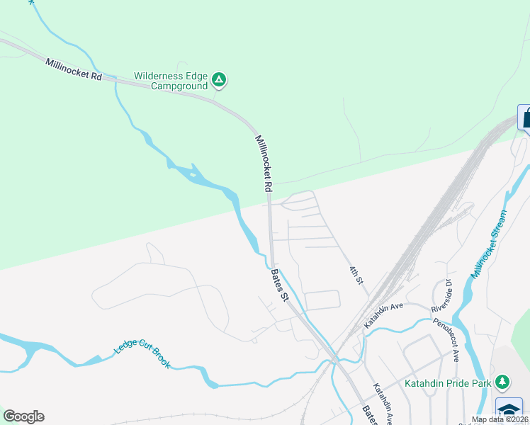 map of restaurants, bars, coffee shops, grocery stores, and more near 336 Bates Street in Millinocket