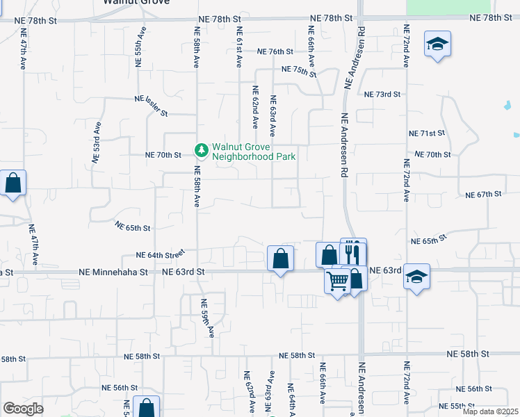 map of restaurants, bars, coffee shops, grocery stores, and more near 6211 NE 67th St in Vancouver