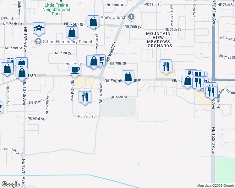 map of restaurants, bars, coffee shops, grocery stores, and more near 14950 Northeast 65th Street in Vancouver