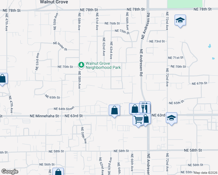 map of restaurants, bars, coffee shops, grocery stores, and more near 6211 Northeast 67th Street in Vancouver