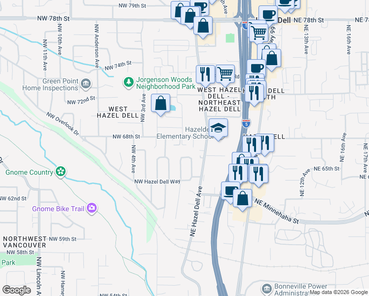 map of restaurants, bars, coffee shops, grocery stores, and more near 6448 Northeast Bonner Drive in Vancouver