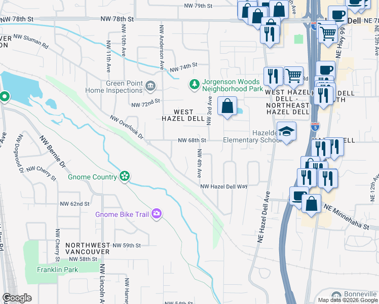 map of restaurants, bars, coffee shops, grocery stores, and more near 6614 Northwest 4th Avenue in Vancouver