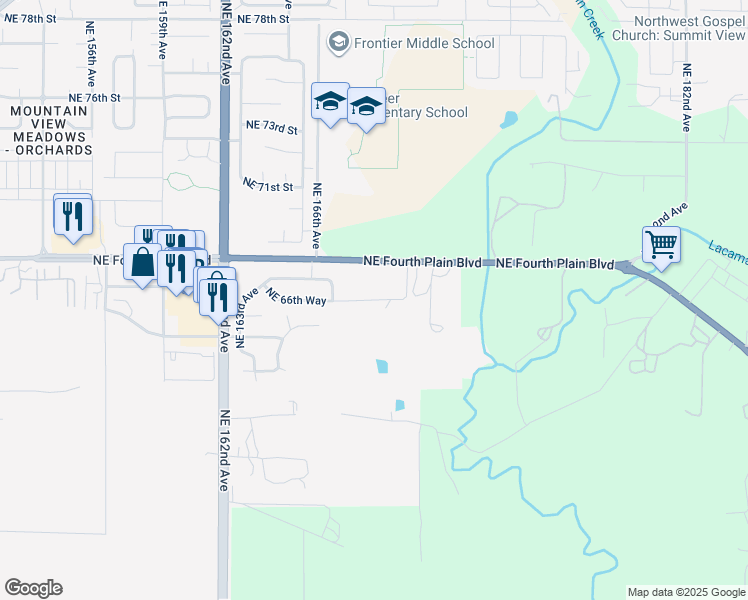 map of restaurants, bars, coffee shops, grocery stores, and more near 16707 Northeast 66th Way in Vancouver