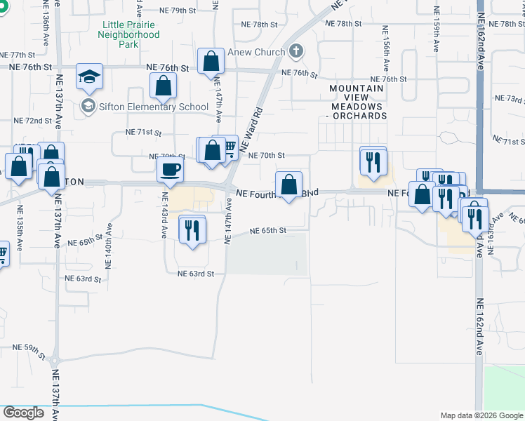 map of restaurants, bars, coffee shops, grocery stores, and more near 14950 Northeast 65th Street in Vancouver