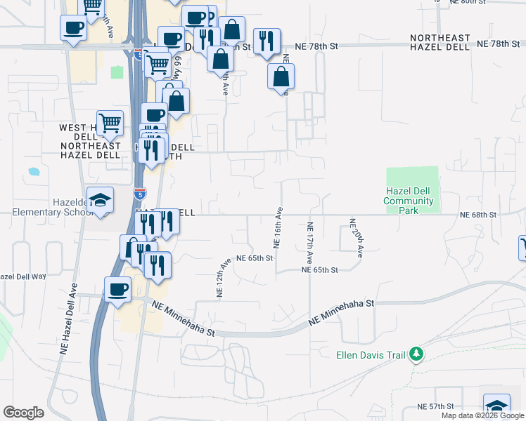 map of restaurants, bars, coffee shops, grocery stores, and more near 6802 Northeast 15th Avenue in Vancouver