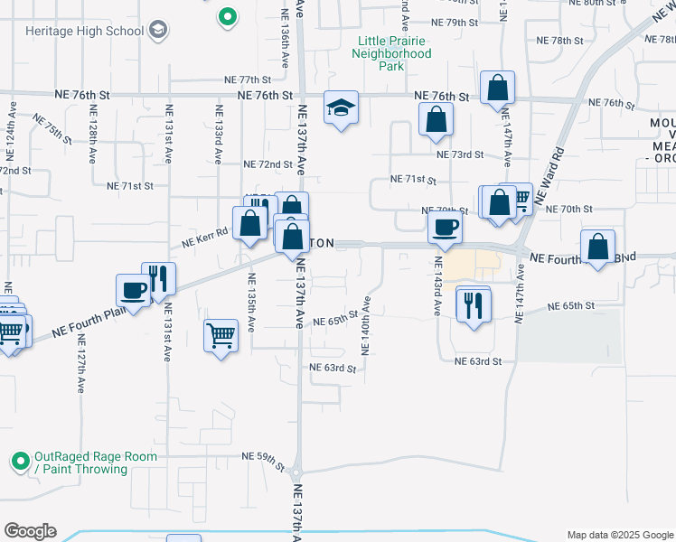 map of restaurants, bars, coffee shops, grocery stores, and more near 13803 Northeast Fourth Plain Boulevard in Vancouver