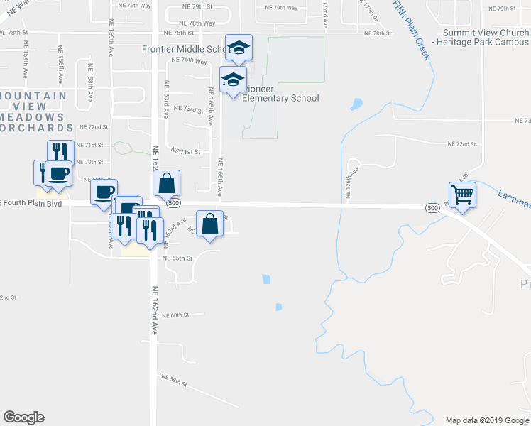 map of restaurants, bars, coffee shops, grocery stores, and more near 16807 Northeast Fourth Plain Boulevard in Vancouver