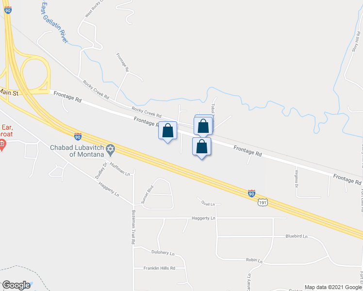 map of restaurants, bars, coffee shops, grocery stores, and more near Osterman Drive in Bozeman