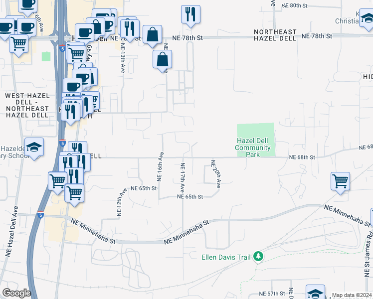 map of restaurants, bars, coffee shops, grocery stores, and more near 6812 NE 17th Ave in Vancouver