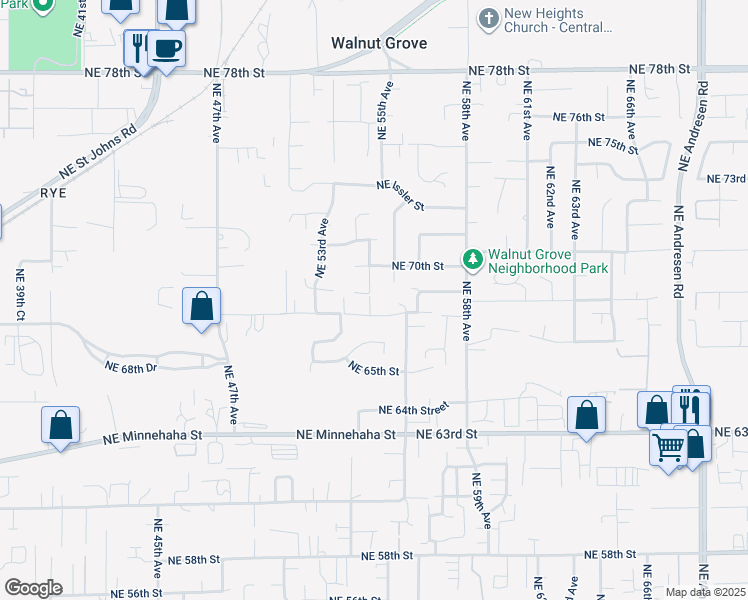 map of restaurants, bars, coffee shops, grocery stores, and more near 6901 Northeast 54th Avenue in Vancouver