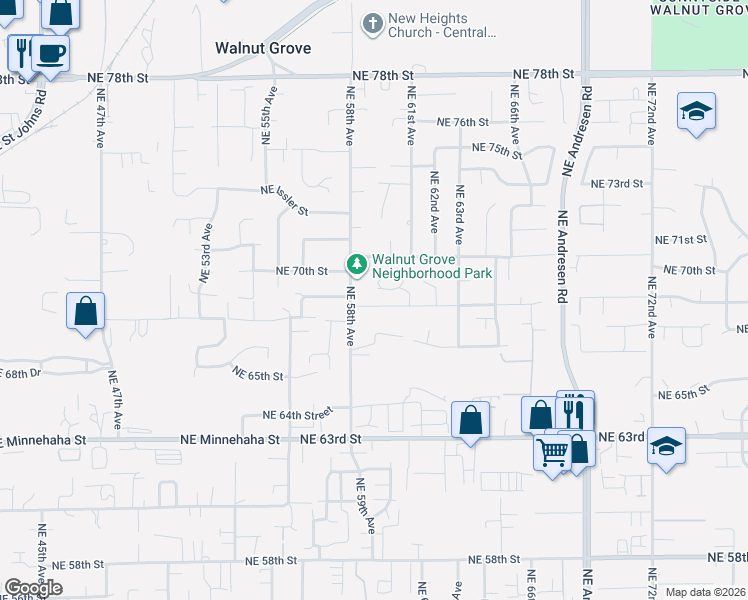 map of restaurants, bars, coffee shops, grocery stores, and more near 5908 Northeast 68th Street in Vancouver