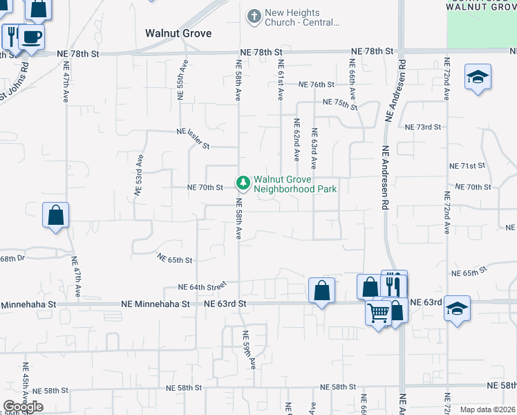 map of restaurants, bars, coffee shops, grocery stores, and more near 5912 Northeast 68th Street in Vancouver