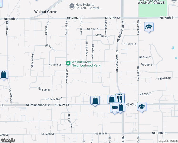map of restaurants, bars, coffee shops, grocery stores, and more near 6801 Northeast 62nd Court in Vancouver