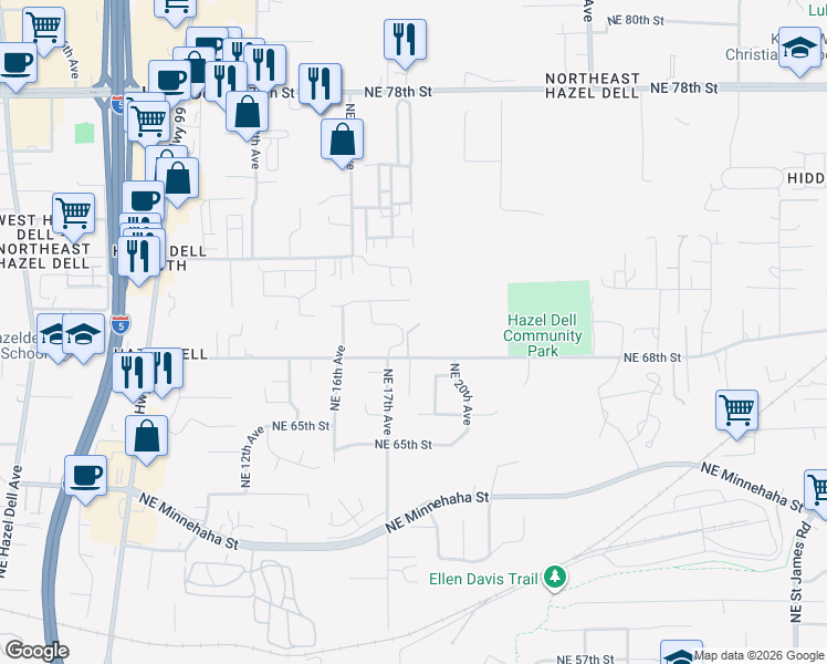 map of restaurants, bars, coffee shops, grocery stores, and more near 6812 Northeast 17th Avenue in Vancouver