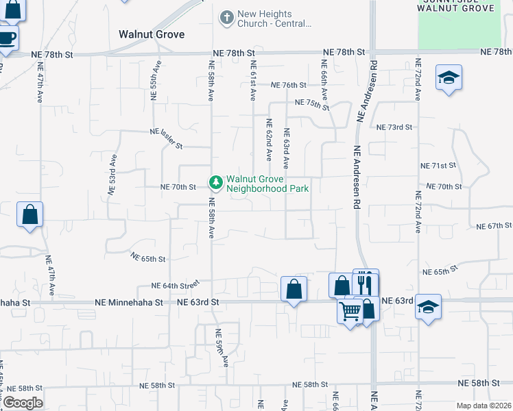 map of restaurants, bars, coffee shops, grocery stores, and more near 6104 Northeast 68th Street in Vancouver