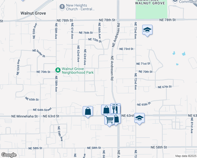 map of restaurants, bars, coffee shops, grocery stores, and more near 6512 Northeast 68th Street in Vancouver