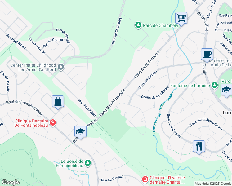 map of restaurants, bars, coffee shops, grocery stores, and more near 436 Rang Saint-François in Blainville