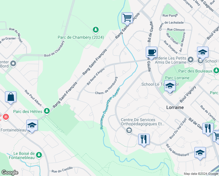 map of restaurants, bars, coffee shops, grocery stores, and more near Chemin de Hombourg in Lorraine