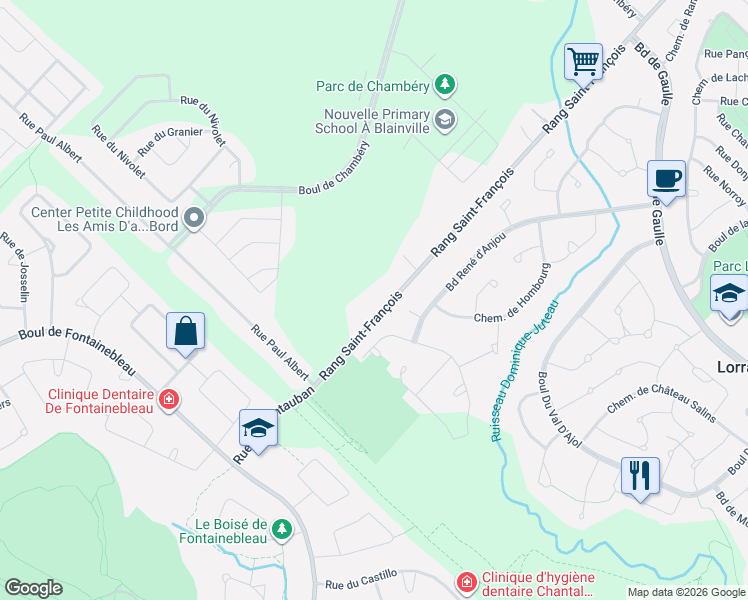 map of restaurants, bars, coffee shops, grocery stores, and more near 436 Rang Saint-François in Blainville